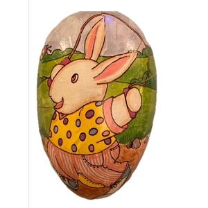 1981 West German Paper Mache 4” Egg • Bunny